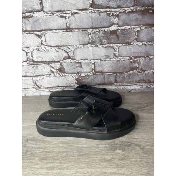 Cole Haan Black Leather Wedge Slip-On Comfort Women Sz 7B US/38EU - Picture 2 of 11